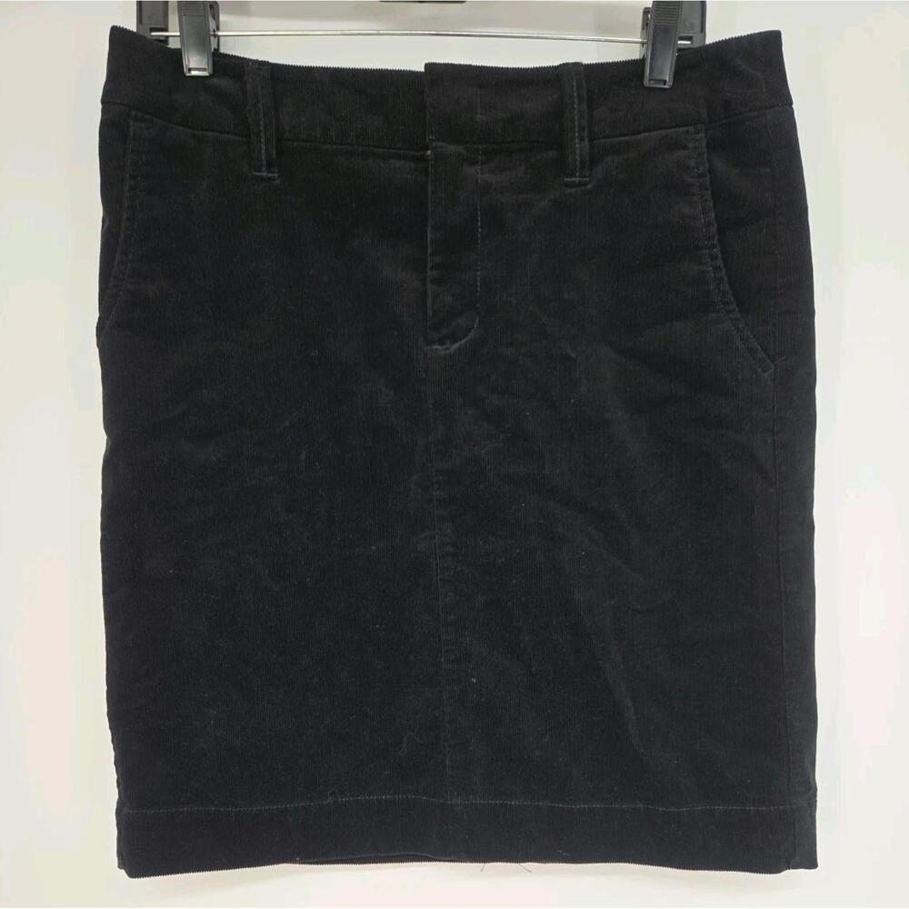 Vtg Y2K 2000s Black Corduroy Mini Skirt Sz 8 Preppy Grunge